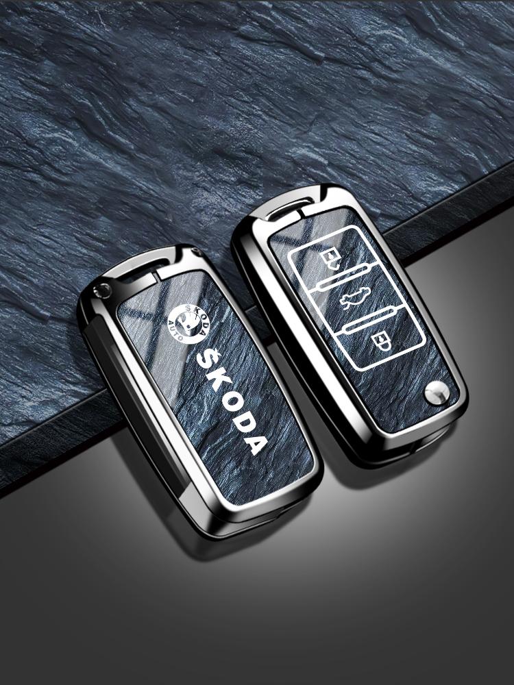 

2026 Hot For SKODA TPU Zinc Alloy Fiber Car Key Case Cover For VW Volkswagen Polo Tiguan Passat B5 B6 B7 Golf 4 5 6 MK6 Jetta La