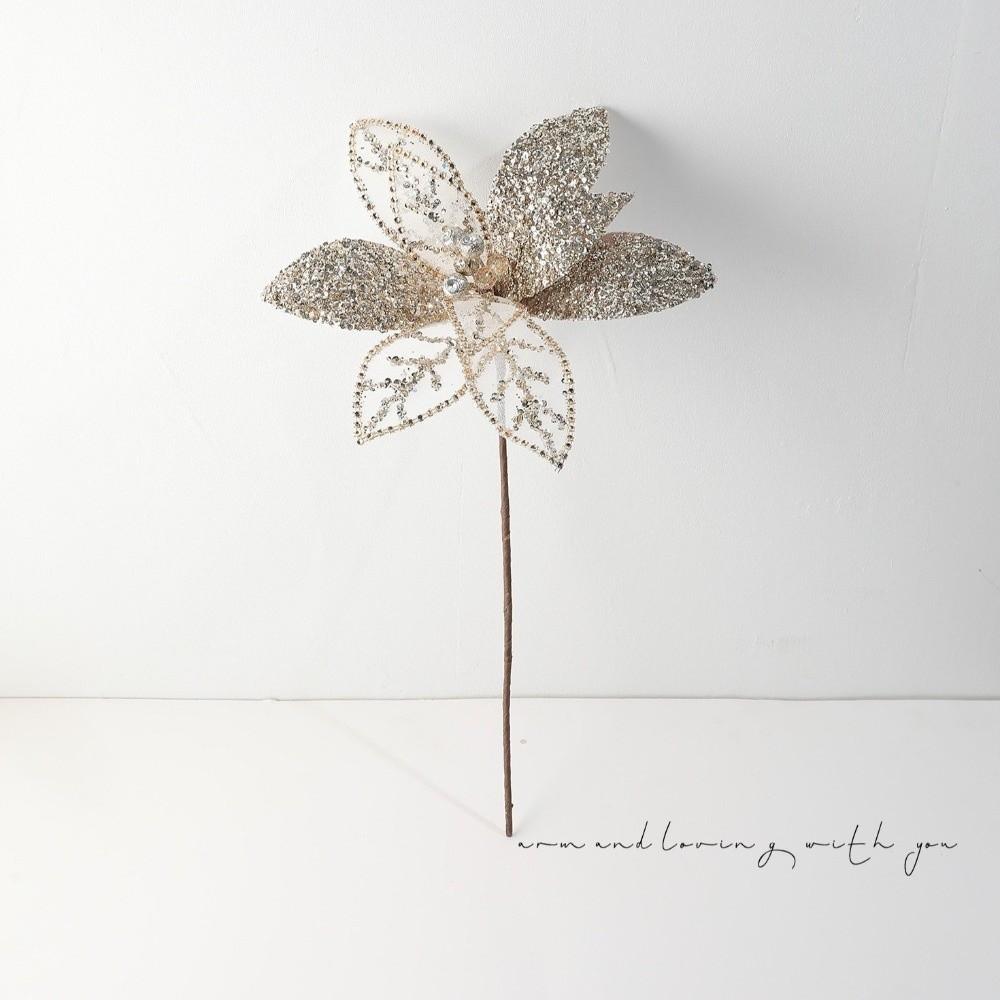 New 31CM Artificial Poinsettia Flower Sequins Sparkling Simulation Flowers Glitter DIY Christmas Flower Wedding Decoration