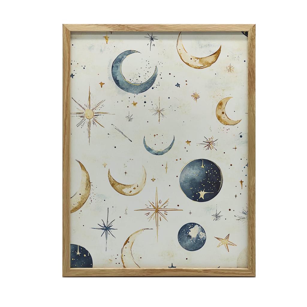 Plakat Księżycowa Harmonia Plakat Księżycowa Harmonia, 70X100 Cm, Rama Drewniana Jasny Dąb, Papier Matowy 230 Gsm
