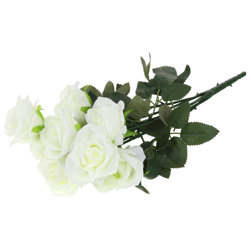 Bouquet of 9 Roses Artificial Flowers Roses Ready-made Rose Composition for a 45 cm Vase - White