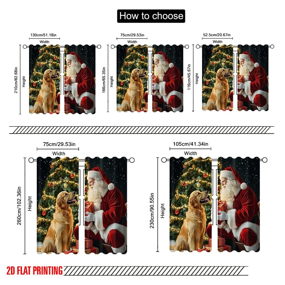 2pcs,2D Plane Printing Contemporary Curtains Santa Dog Christmas Gift (3) Polyester (without Rod) Festive Use for Kitchen Living