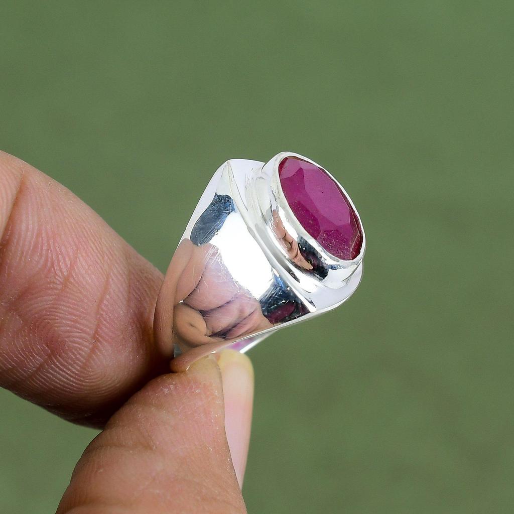 Faceted Kashmir Ruby Ring 925 Sterling Silver Ring Handmade Ring Real Gemstone Jewelry Gift For Love Birthstone Ring Available In Ring Size