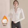 Women's Slimming Lambswool Short Jacket with Stand Collar – Thickened, Warm Velvet Yoga Top for Autumn/Winter.