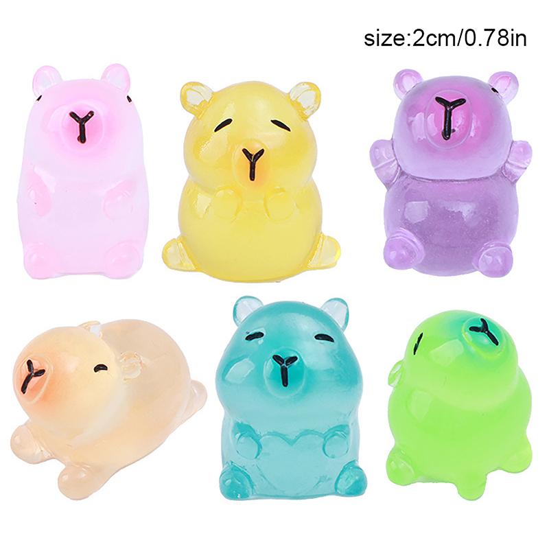 Mini Fluorescent Capybara Luminous Micro Landscape Animals Miniature Figures Outdoor Patio Lawn Yard Garden Accessories Decor
