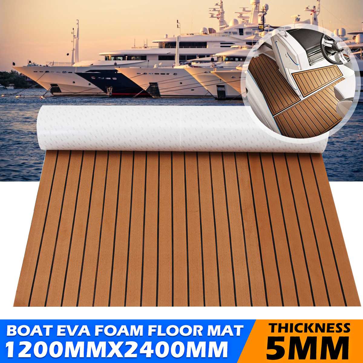 

3Type Self-Adhesive Foam Teak Decking EVA Foam Marine Flooring Faux Boat Yacht Flooring Decking Sheet Marine Orange Vehicle Pad оранжевый