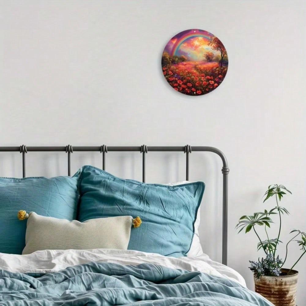 Vibrant Poppy Field Metal Wall Art Durable Home Office Decor