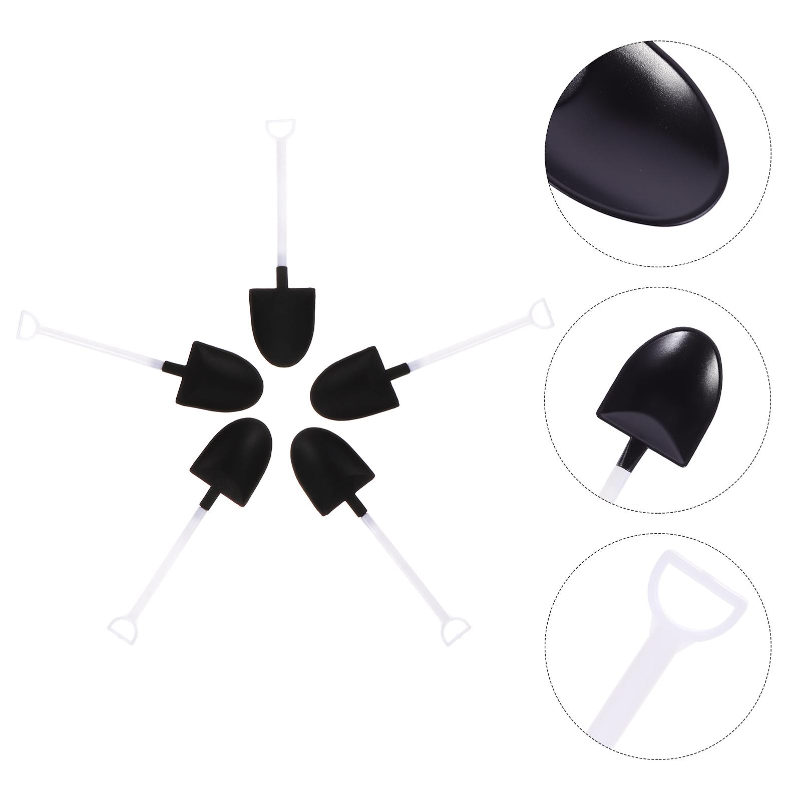 

50 шт. Ложка Одноразовая Пластиковая Мини Чайная ложка для Порошков Мороженого Деревянные Ложки Кофейные Совки чёрный