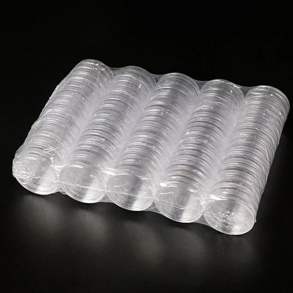 100pcs 25-39mm Transparent Plastic Coin Holder Coin Collecting Box Case For Coins Storage Capsules Protection Boxes Container