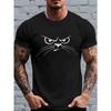 European Size Men's Angry Cat Print T-Shirt - Fierce Feline Graphic Short Sleeve Tee, Breathable Round Neck Casual Top with Suitable for Casual Attire