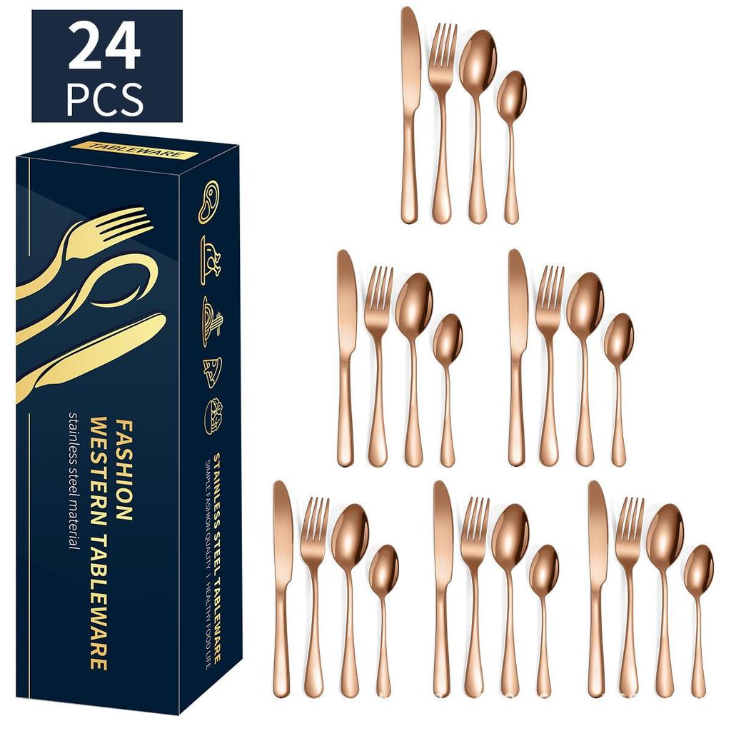 Popular 1010 Stainless Steel Tableware, Knife, Fork, Spoon Set, 24 Piece Set/16 Piece Set, Western Food Tableware Is Cheap