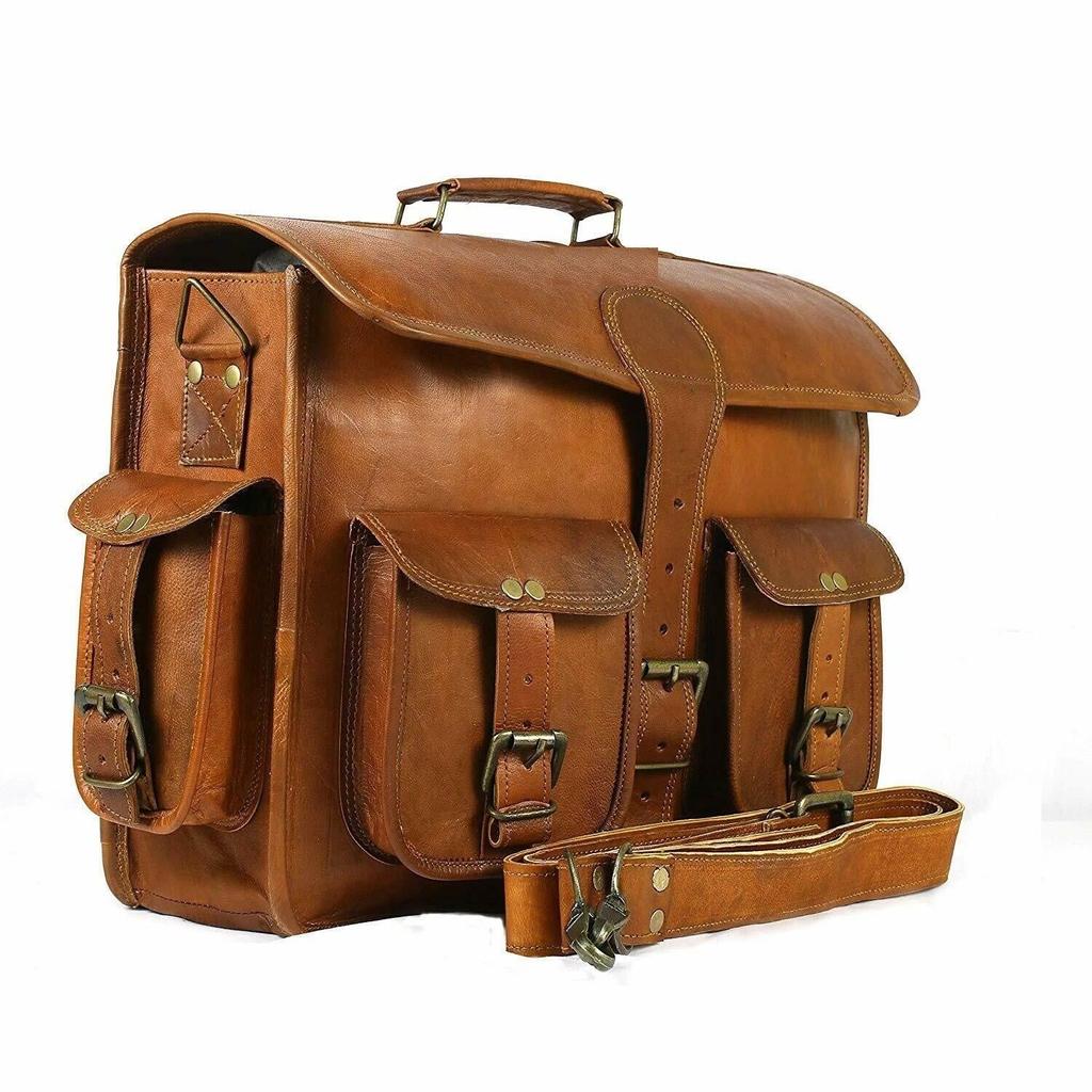 Bag Leather Laptop Messenger Genuine Briefcase Men's Vintage Satchel Shoulder