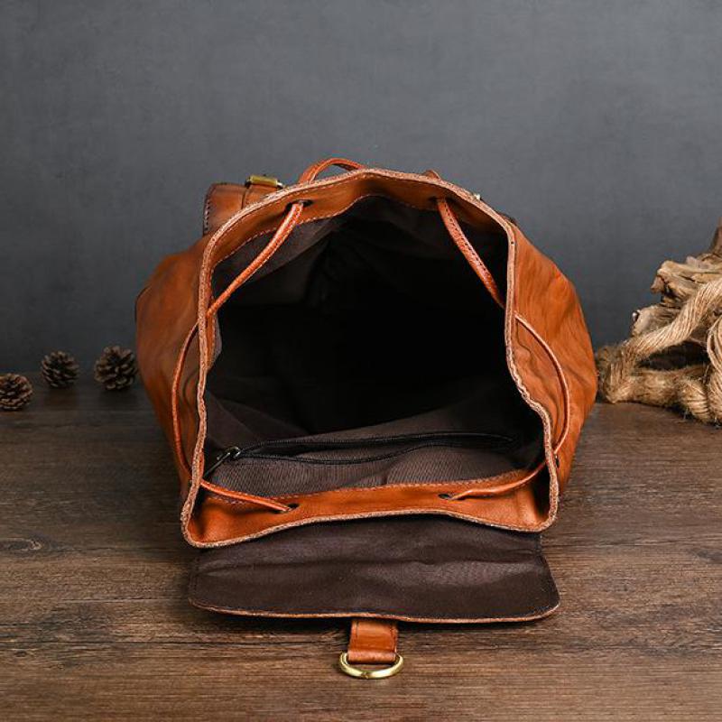 Johnature Genuine Leather Men Backpack Vintage Large Capacity Travel Bags Natural Real Cowhide Man Laptop Backpack