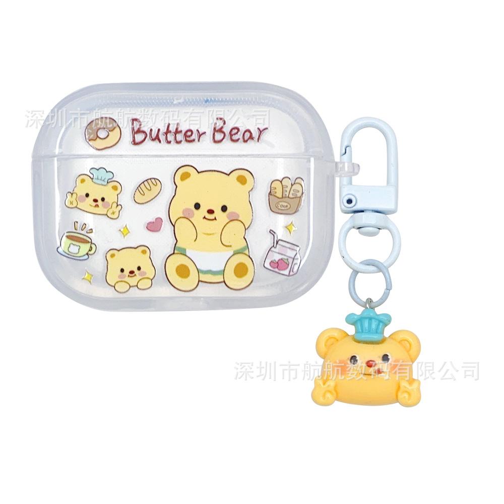 Cartoon Butter Bear AirPods 1 /1 Generation Bluetooth Headset Protective Case for Apple Pro1 Generation Set 1 Generation Soft 1