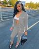 European and American Women's Fashion Letter Embroidery Zipper Sport Casual Two-Piece Set