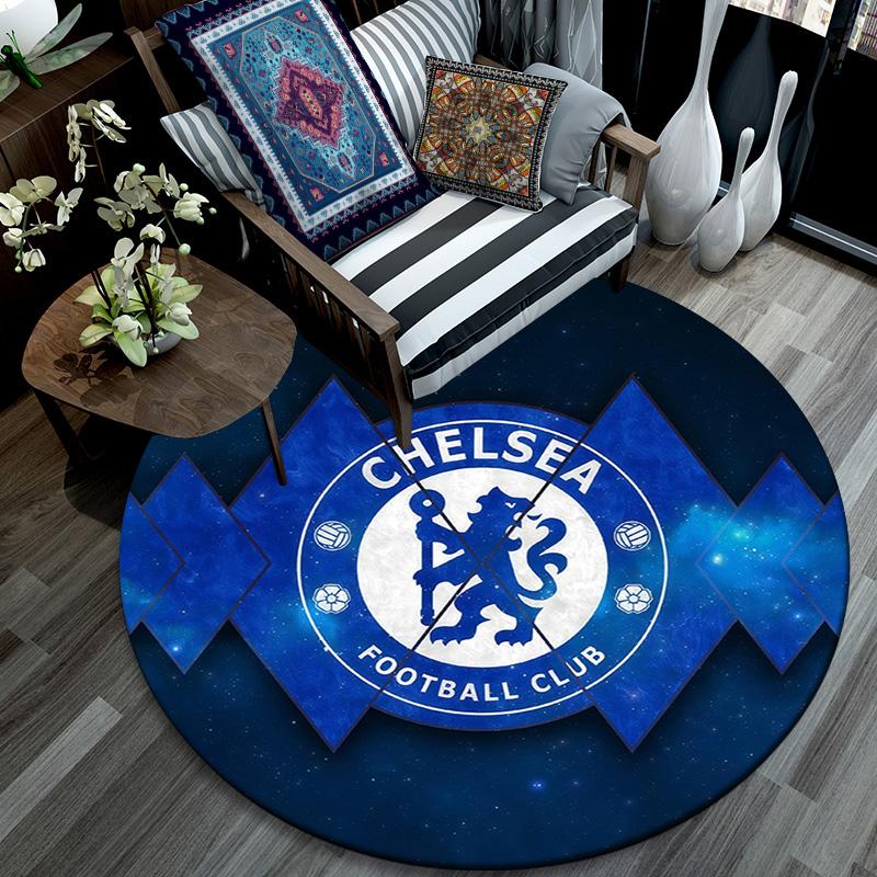 Chelsea Football Club2 Round Area Rug,Carpet Rug for Living Room Bedroom Sofa Playroom Decor,Non-slip Floor Mat