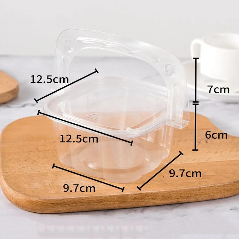 20Pcs Transparent Dessert Box With Handle Fruit Pudding Ice Cream Plastic Cake Box Packaging Baby Shower Birthday Party Supplies