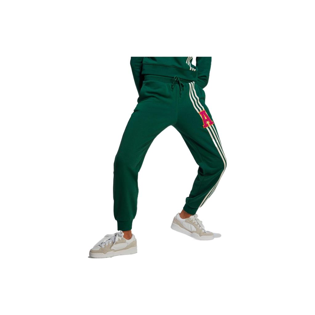 Adidas Letter Logo Printed Striped Sports Pants Women Bottoms Dark-Green IC5240