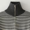 Beullusseonpeullawo Merino Wool Striped Half Knit Zip-Up - Gray