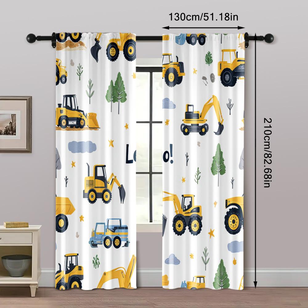 2pcs   Curtain Fabric Playful Construction & Farm Vehicle Polyester Woven (without rod) Room Decor Ldeal for Bedroom Living Room