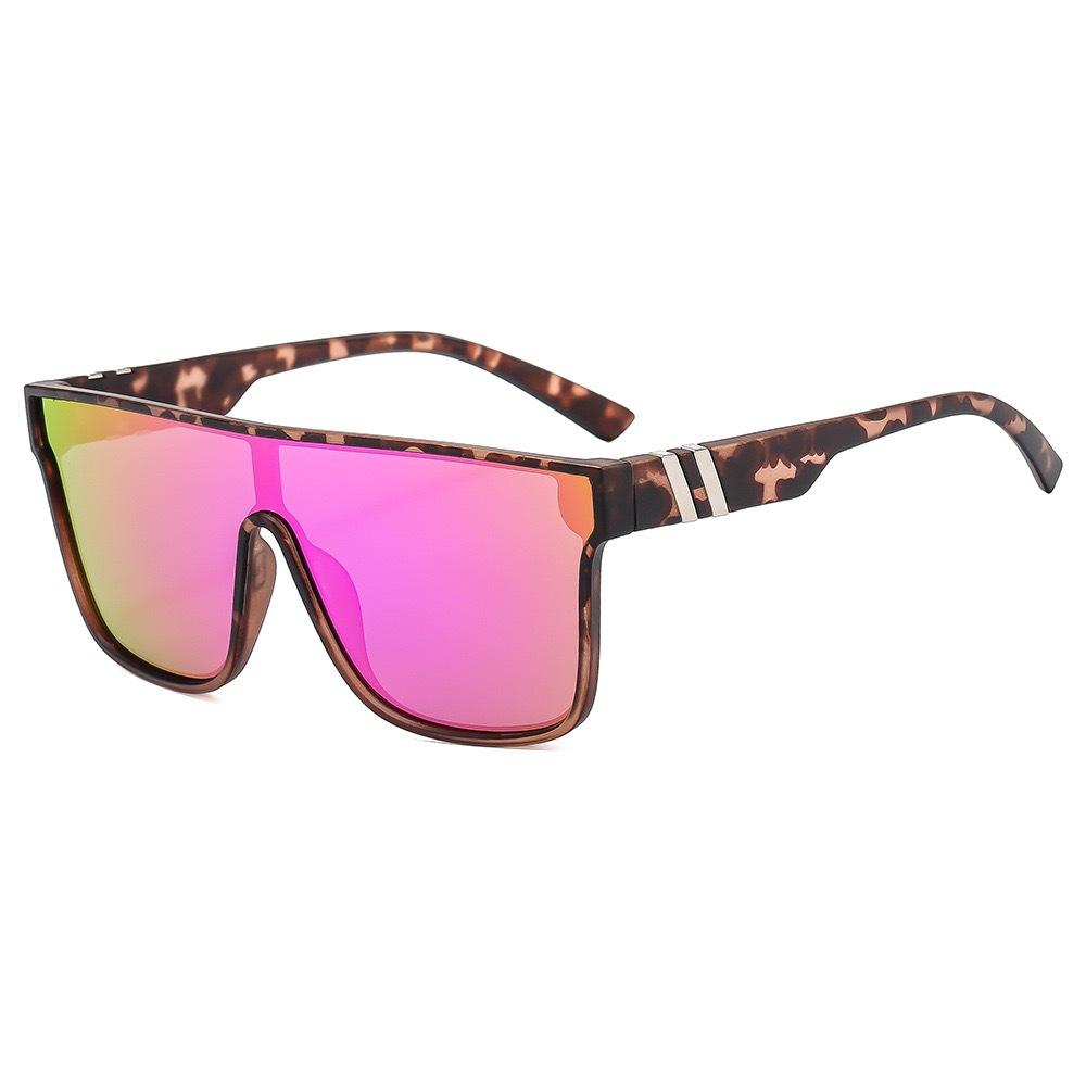 Cross Border Hot Selling European American Fashionable Cycling Glasses Men's Outdoor Sports One-piece Sunglasses Real Film Dazzling Women