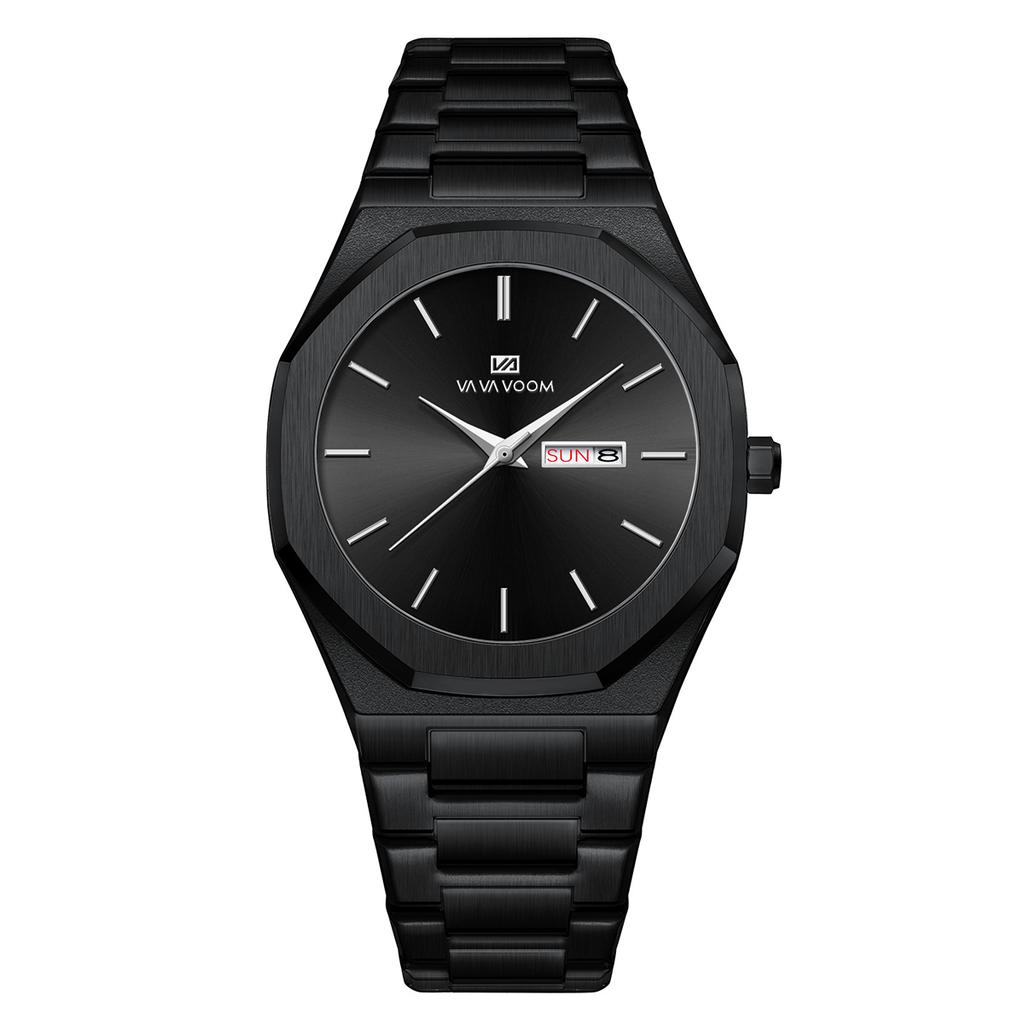 Reloj Hombre Men Business Watch Black Stainless Steel Fashion Week Quartz Movement 42mm 3Bar Waterproof Clock Men Sports Watches