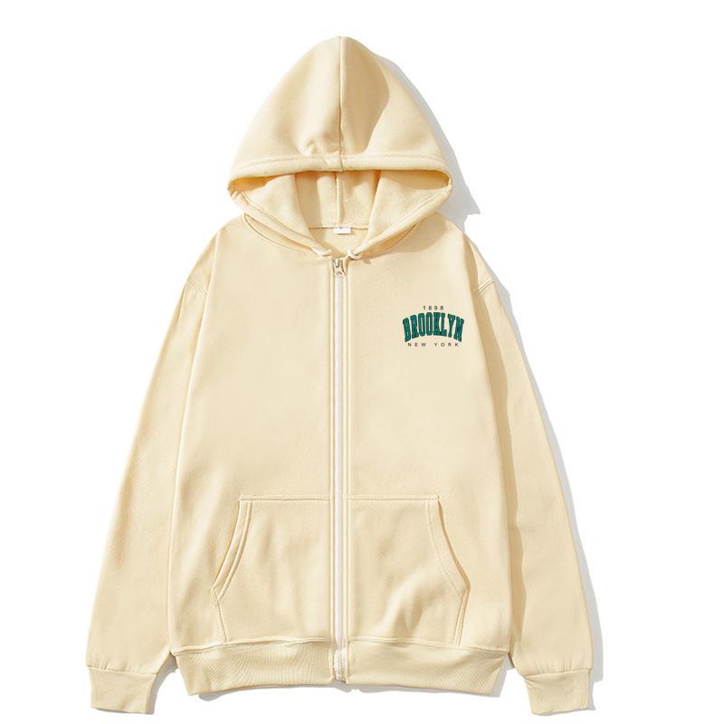 Brooklyn 1898 Zip Hoodie Oversized Hoodie Streetwear Damen Sweatshirt Damen Hoodie Tasche Langarm Brooklyn 1898 Zip Hoodie