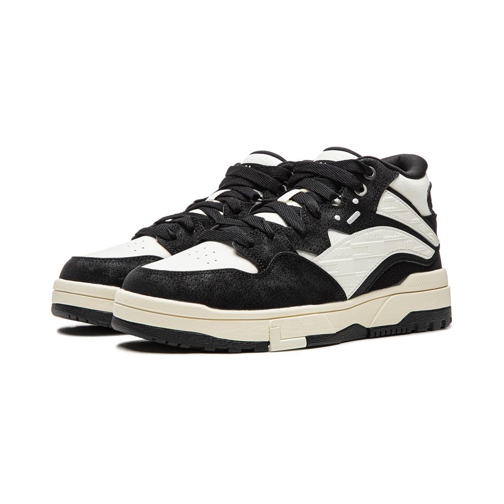 Li Ning Wave MID FLEECE Thermal Slip Resistant Mid top Skateboard Shoes Unisex Black White AGCV381-3