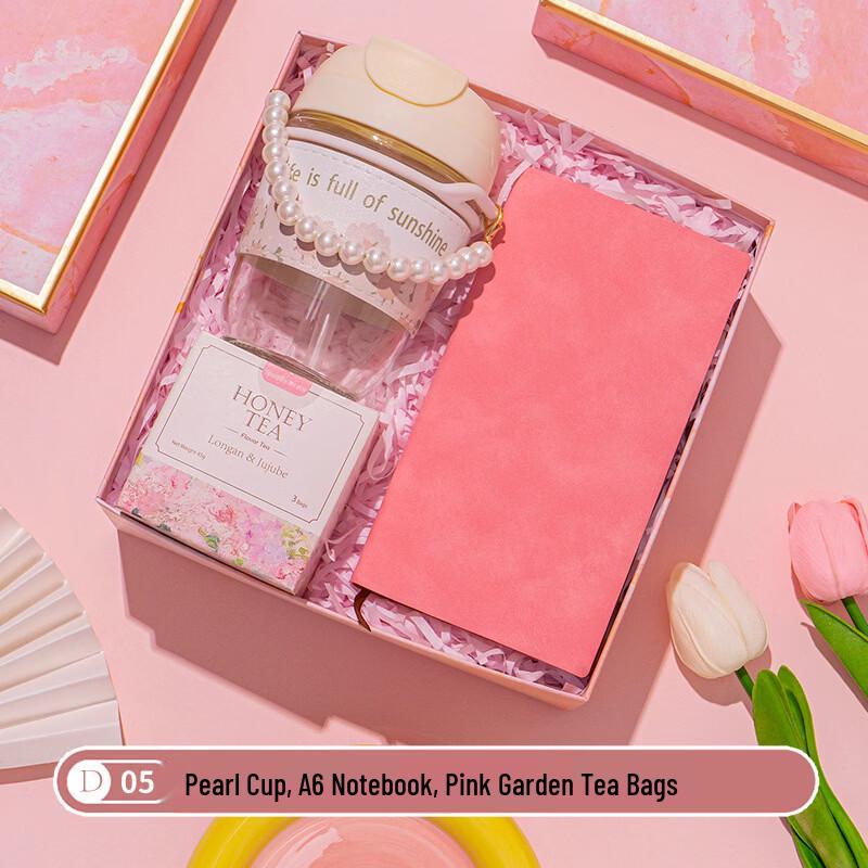 

Jun XVII Celebration Drinkware Gift Set Pearl cup + tea + notebook
