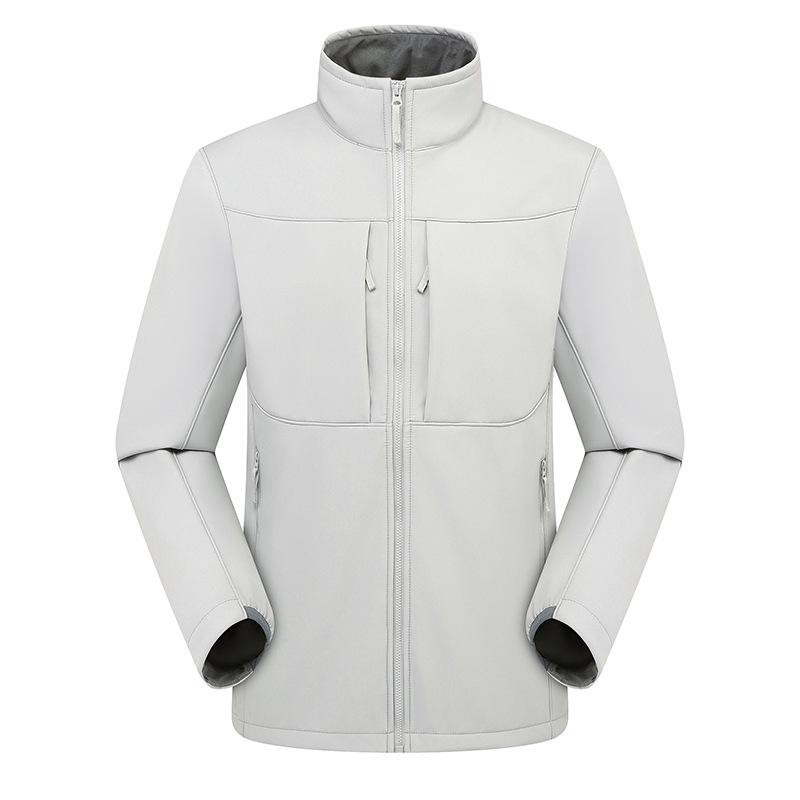 Unisex Waterproof Windproof Softshell Jacket with Stand-Up Collar for Outdoor Activities