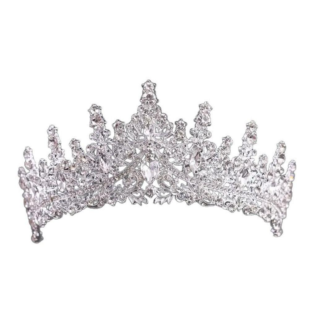 3 Pcs Shiny Bride Jewelry Sets Hair Ornaments Necklace Earrings and Crown Sets  Dress Accessories