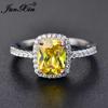 Fashion Mystic Fire Crystal Stone Rings For Women CopperColor Square Blue Pink Zircon Wedding Engagement Ring Boho Jewelry