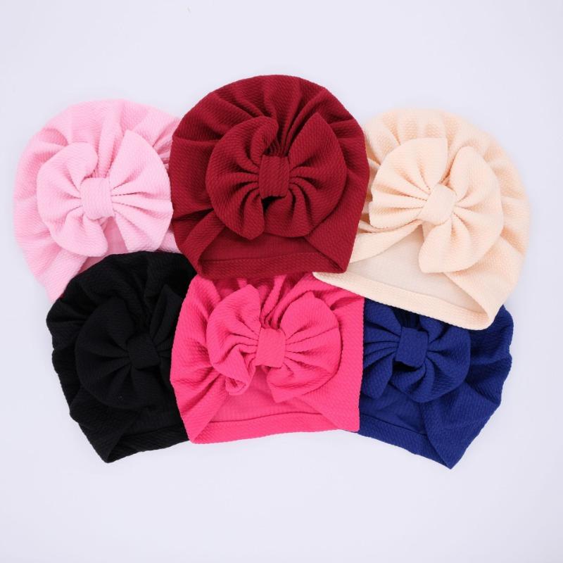 F23 children's hat cotton tied pullover hat soft knitted fabric baby pleated bow baby headscarf cloth