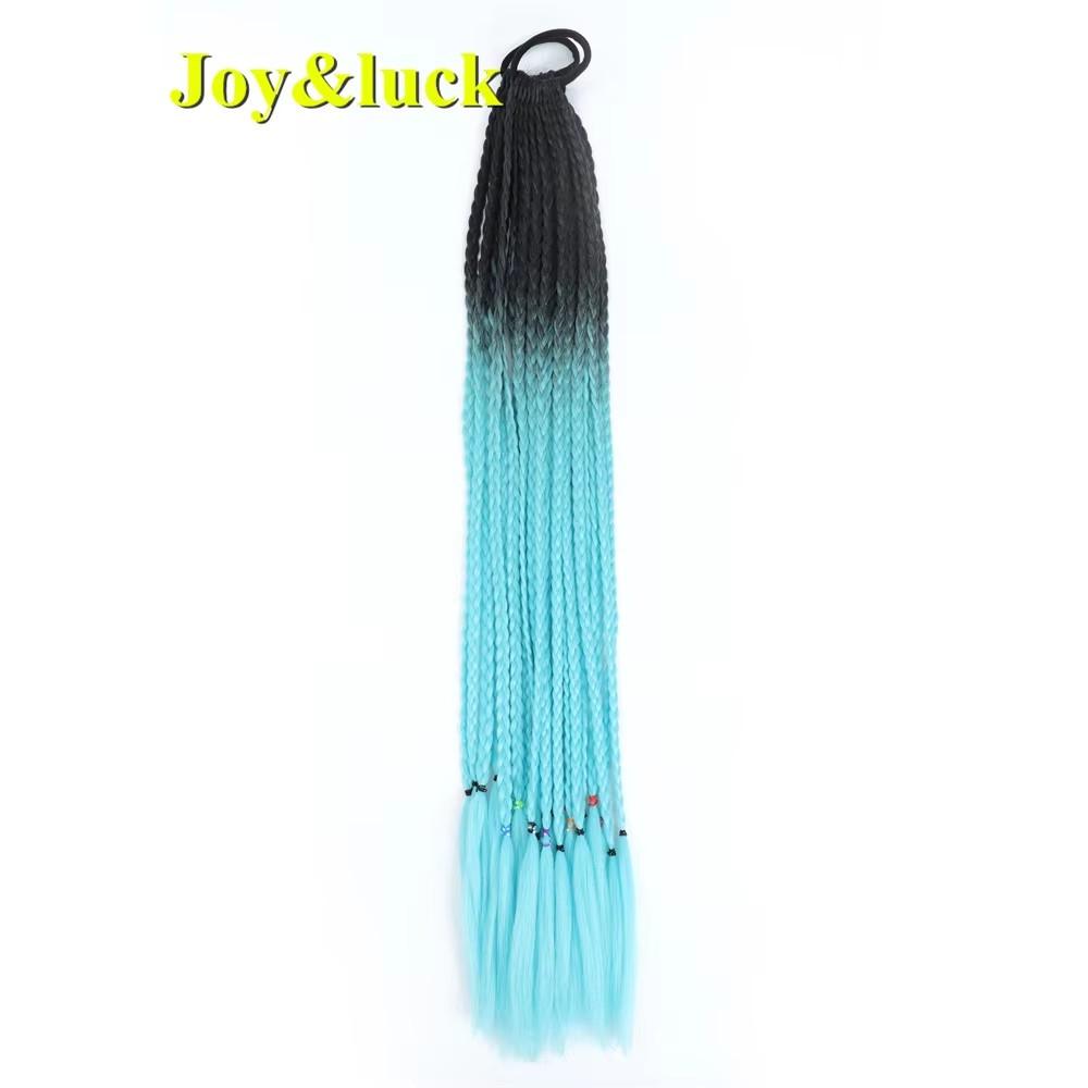 24 Zoll Ombre Yaki Straight Synthetische Haarverlängerungen Mädchen Farbe Geflochten Zopf Gummiband Box Braid