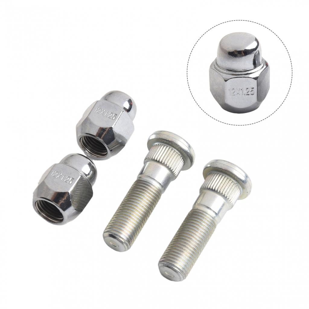 Wheel Hub Bolt Stud & Nut Set for Impreza 2005 2019 Silver Steel Material