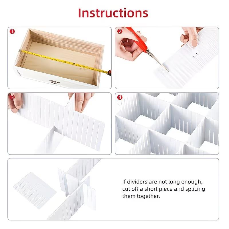 4/8/Pieces Adjustable Drawer Divider Partition Durable Storage Cosmetic Socks Underwear Drawer Clothes Organizer Cabinets