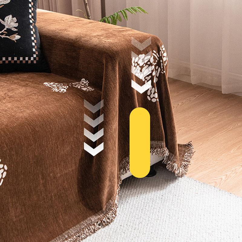 Luxury Butterfly Printed Solid Sofa Towel High-End Chenille Sofa Cover for All Seasons Anti-Scratch Home Textiles with Tassels