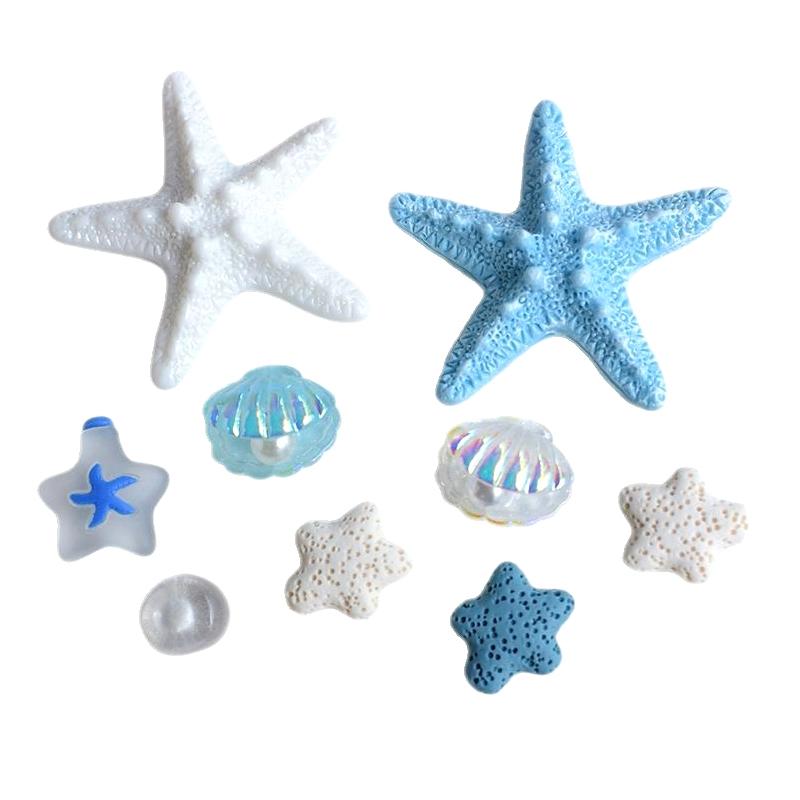1Set Sea Shell Hole Punch Shoe Charms Diy Ocean Lava Rock & Starfish Shoe Clips For Summer Sandals & Slippers Decorations