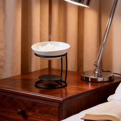 Keramik Ätherisches Öl Brenner Metallrahmen Schmelz für Schlafzimmer Yoga Büro