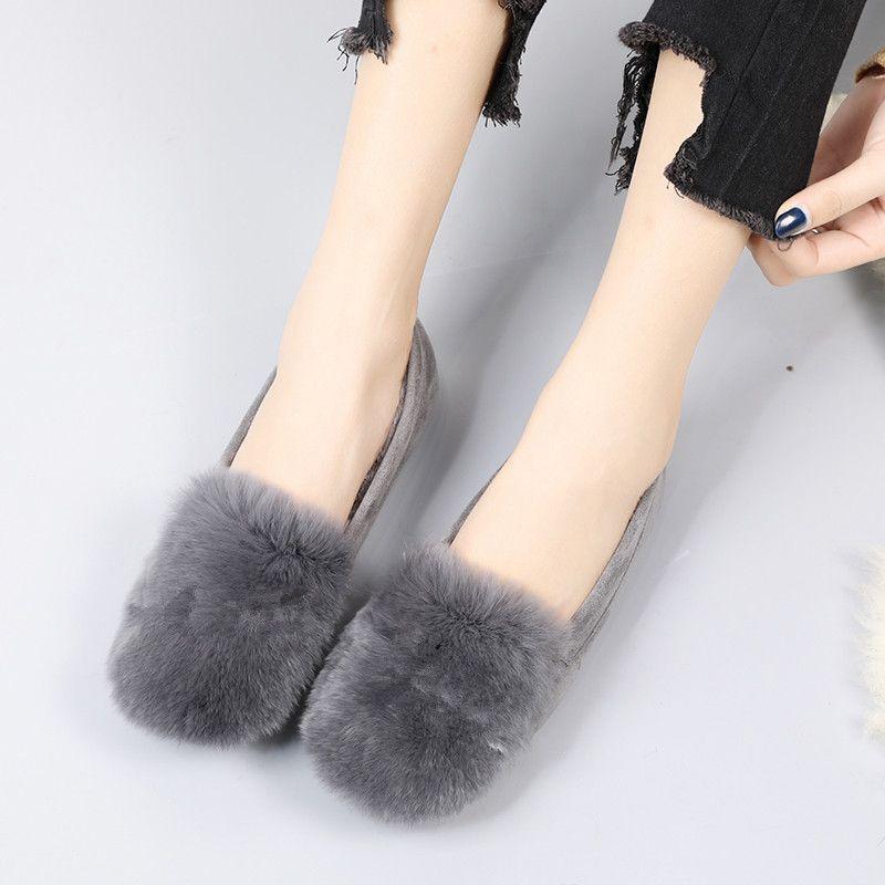

2025 new wool shoes women s indoor fleece versatile warm flat beanie shoes casual non-slip soft sole plus size 35 серый