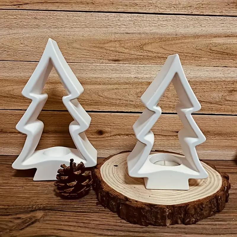 Xmas Ornaments Candlestick Silicone Mold DIY Handmade Christmas Tree Plaster Concrete Resin Candle Holder Craft Molds Home Decor