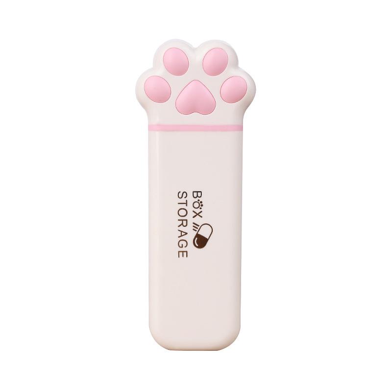 Portable Cat Paw Pill Box with Three Compartments, Refillable, Multi-Color, for Early, Mid, and Evening Use