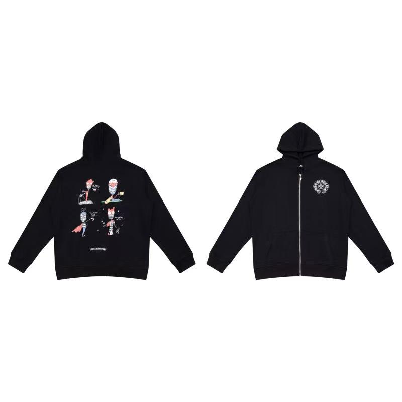 842 CHROME HEARTS Herbst und Winter Neu Übergröße Klassischer Stil Logo Reißverschluss Kapuzenpullover, Geeignet für Paare zum Tragen