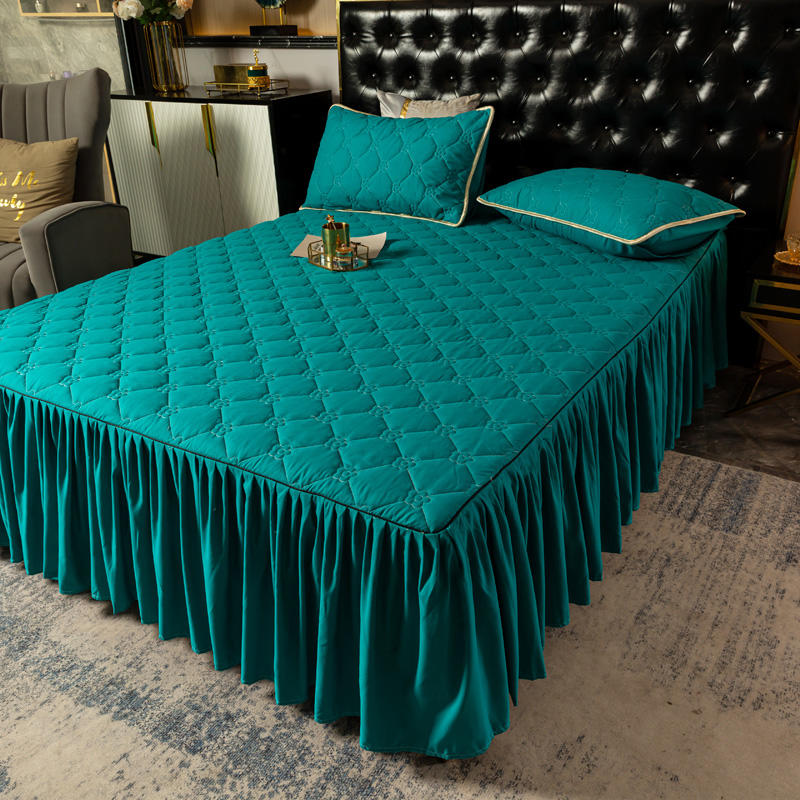 Winter Quilted Thick Bedspread Fitted Sheet Ruffles Drop Soft Bed Skirt Couple Double Mattress Pad Cover Linens 150 180x200
