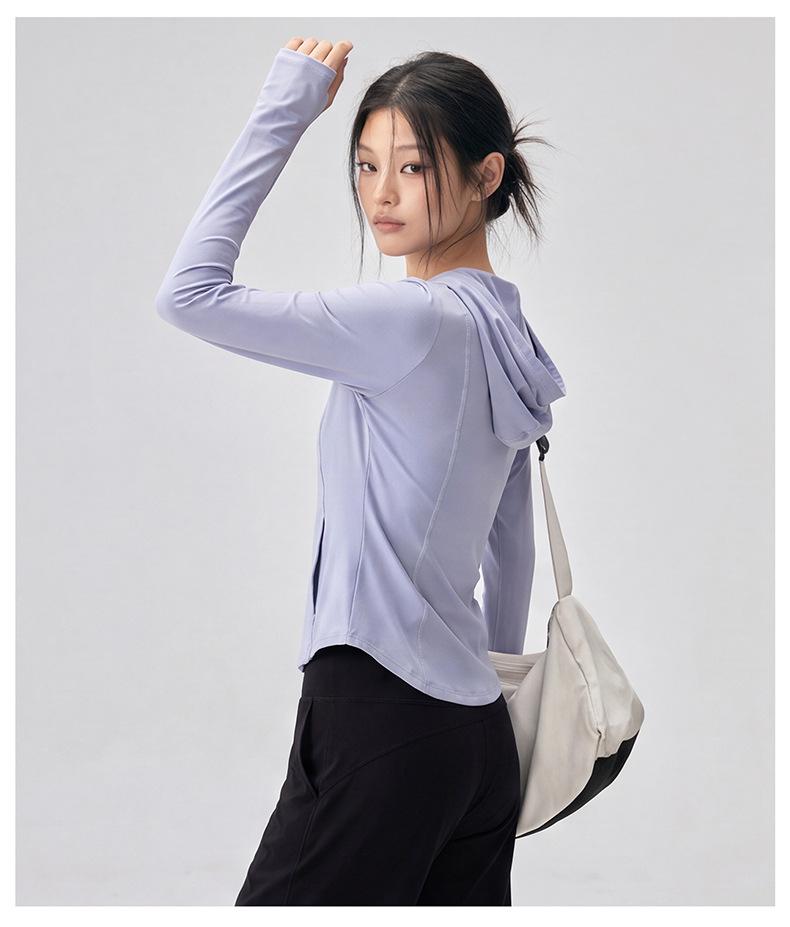 Women's Slimming Yoga Jacket: 2026 Summer Sun Protection Hooded Cardigan
