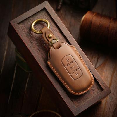 The Retro Key Cover Is Suitable For The Old Geely Car Real Cowhide Pure Handmade Key Protection Case Ring.