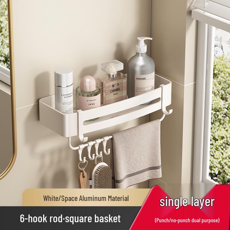 Gunmetal No-Drill Triangular Bathroom Shelf - Space Aluminum Corner Storage Basket