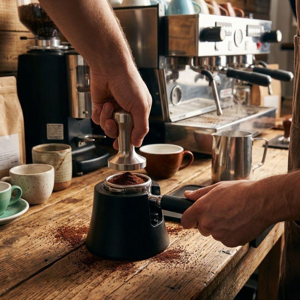51/53/58 MM Coffee Tamper Holder Height Adjustable Anti-slip Base Coffee Pressing Seat Universal Card Slot Coffee Tamper Base