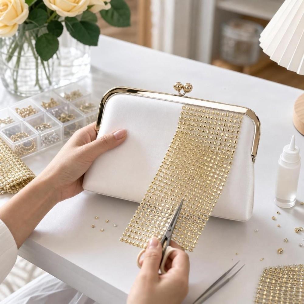 1pcs Acrylic Rhinestone Mesh Ribbon 24 Rows Diamond Ribbon Strip DIY Craft Supply
