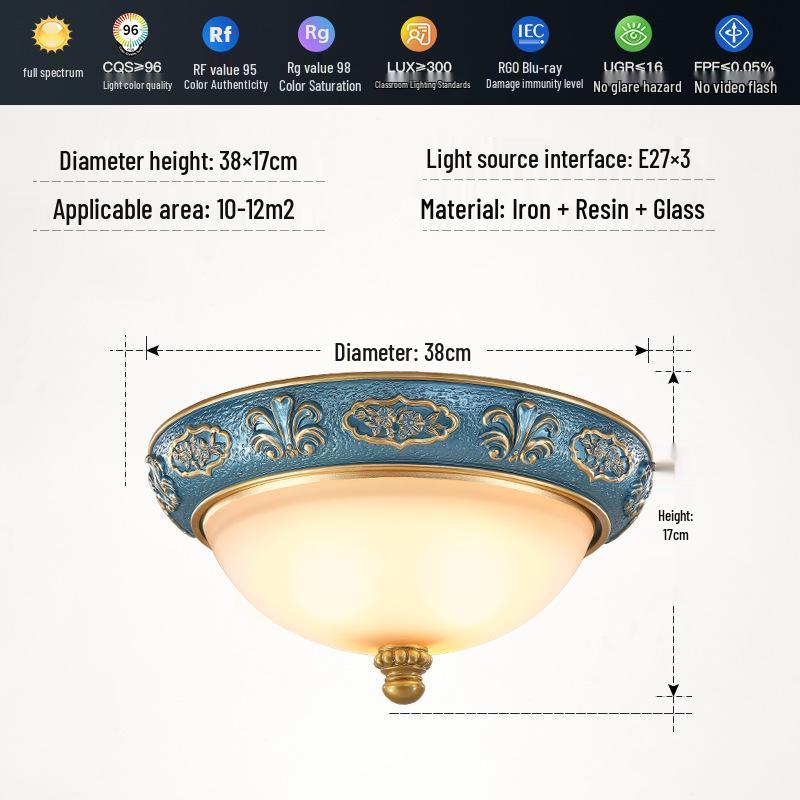 European Retro Dimmable LED Ceiling Light for Hallway, Balcony, or Bedroom