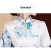 2025 Retro Chinese National Style Ao Dai Print Cheongsam Dress: Short Sleeve, Long Design for Women